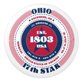 Ohio US State Rött vitt blått Typography Knopp