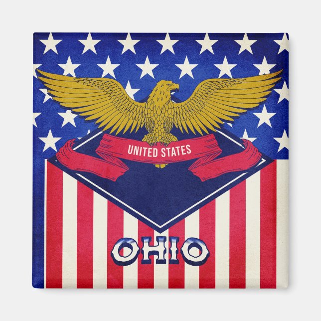 Ohio USA-flagga Magnet (Framsidan)