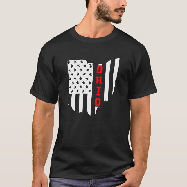 Ohio USA:s Flagga Stater T Shirt (Framsida)