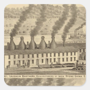 Ohio Valley Pottery, Laughlin Brothers Fyrkantigt Klistermärke