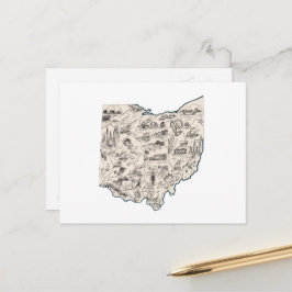 Ohio Vintage Bild Karta Antique Buckeye-stat Vykort