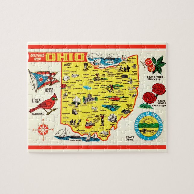 Ohio vycard Karta Jigszle Puzzle Pussel (Horisontell)