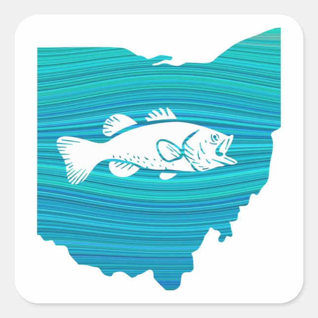 Ohio Wave Fishing Fyrkantigt Klistermärke (Framsida)