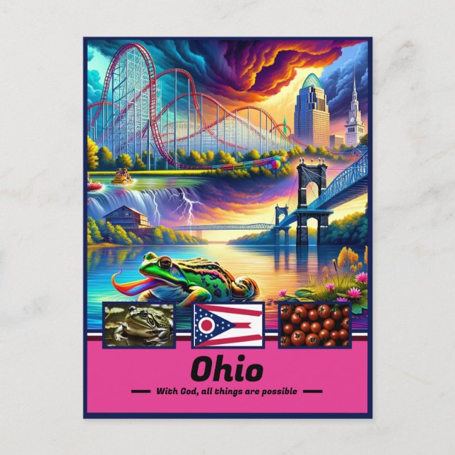 Ohio Wonders Iconic Landmarks Vykort (Framsida)