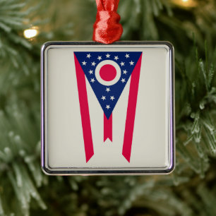 Ohioflaggan: Buckeye State-banner Julgransprydnad Metall