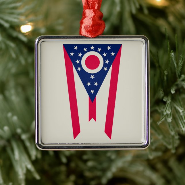Ohioflaggan: Buckeye State-banner Julgransprydnad Metall (Träd)