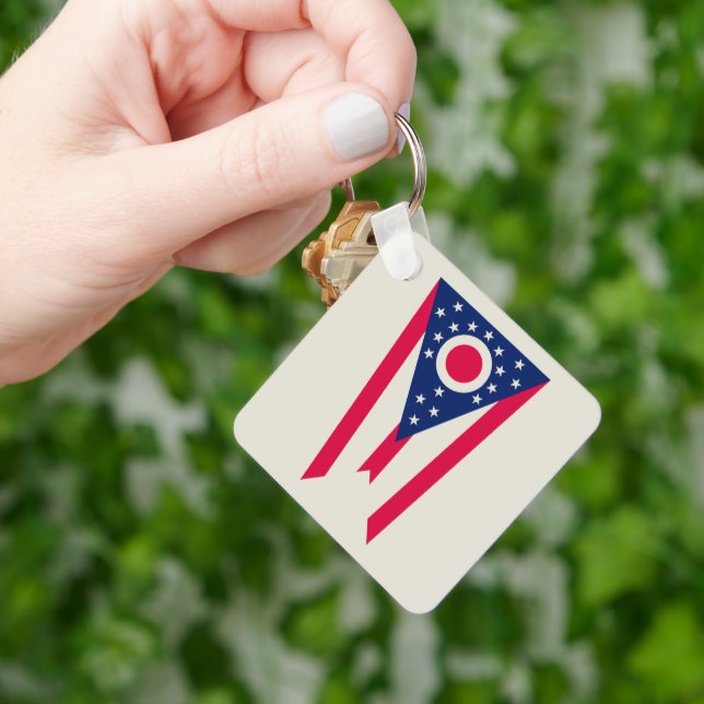 Ohioflaggan: Buckeye State-banner Nyckelring (Hand)