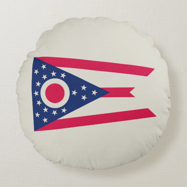 Ohioflaggan: Buckeye State-banner Rund Kudde (Framsidan)
