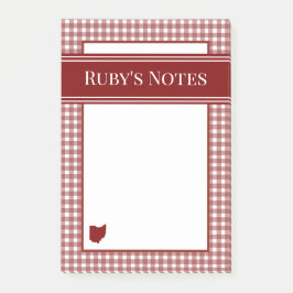 Ohioi Röd Gingham Post-it Block