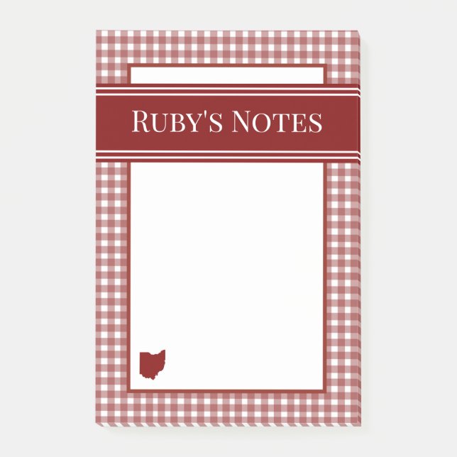 Ohioi Röd Gingham Post-it Block (Framsida)