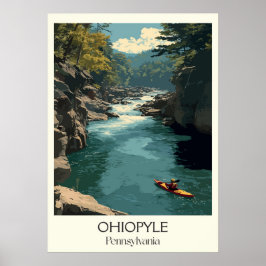 Ohiopyle Pennsylvania Vintage Whitewater River Art Poster