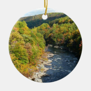 Ohiopyle River in Fall I Pennsylvania Hösten Julgransprydnad Keramik