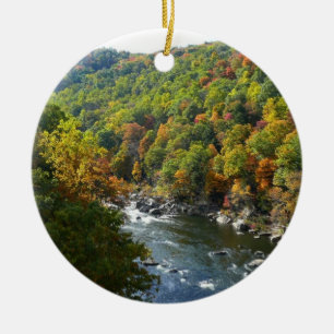 Ohiopyle River in Fall II Pennsylvania Autumn Julgransprydnad Keramik