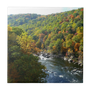 Ohiopyle River in Fall II Pennsylvania Autumn Kakelplatta
