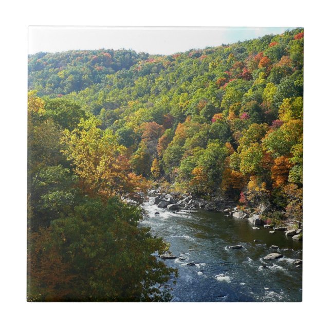 Ohiopyle River in Fall II Pennsylvania Autumn Kakelplatta (Framsidan)