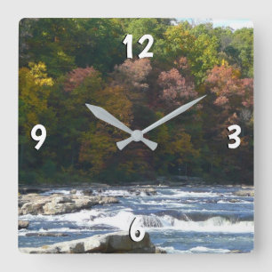 Ohiopyle River Rapids in Fall Pennsylvania Autumn Fyrkantig Klocka