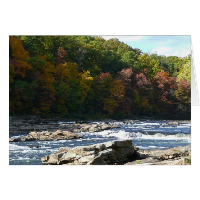 Ohiopyle River Rapids in Fall Pennsylvania Autumn Hälsningskort (Framsidan Horizontal)