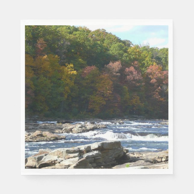 Ohiopyle River Rapids in Fall Pennsylvania Autumn Pappersservett (Framsidan)