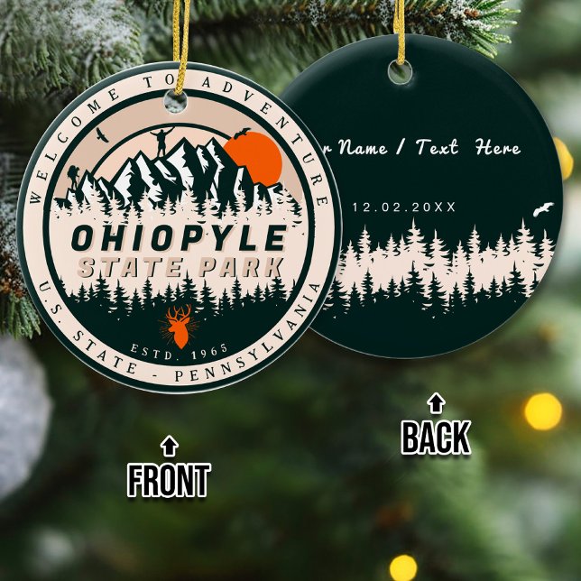 Ohiopyle State Park Pennsylvania Hike Souvenirs Julgransprydnad Keramik (Skapare uppladdad)