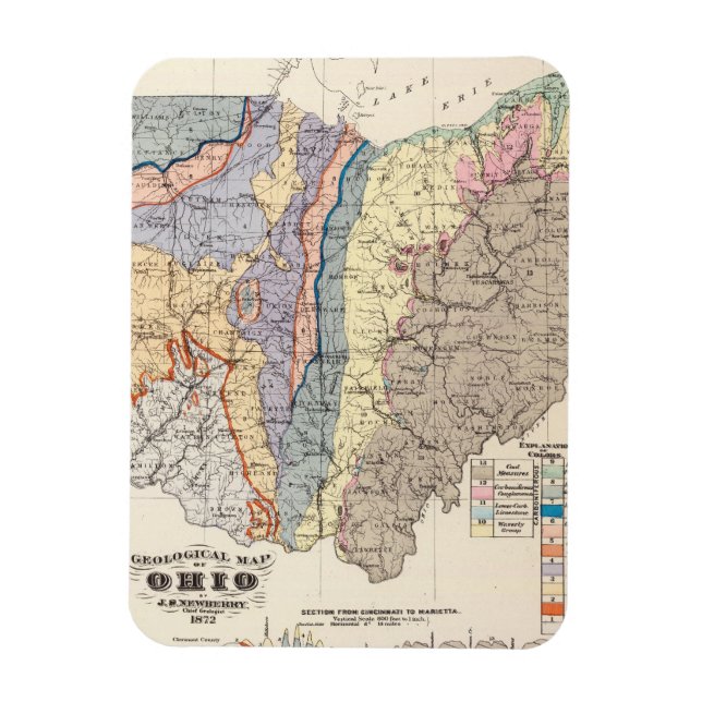 Ohios geologiska karta magnet (Vertikal)