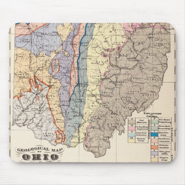 Ohios geologiska karta musmatta (Framsidan)