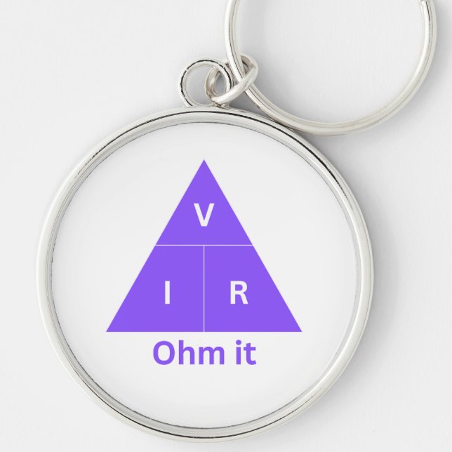 Ohm it Lila Ohms advokattriangel Rund Silverfärgad Nyckelring (Framsidan)