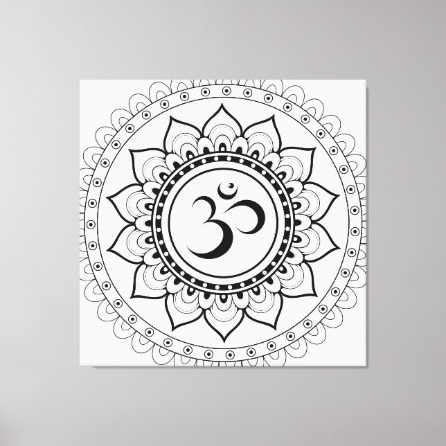 Ohm Mandala Om Mandala Vit & Svart Canvastryck (Framsida)