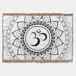 Ohm Mandala Om Mandala Vit & Svart Filt