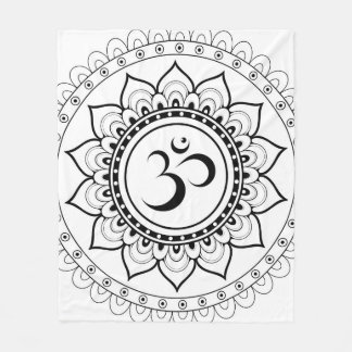 Ohm Mandala Om Mandala Vit & Svart Fleecefilt