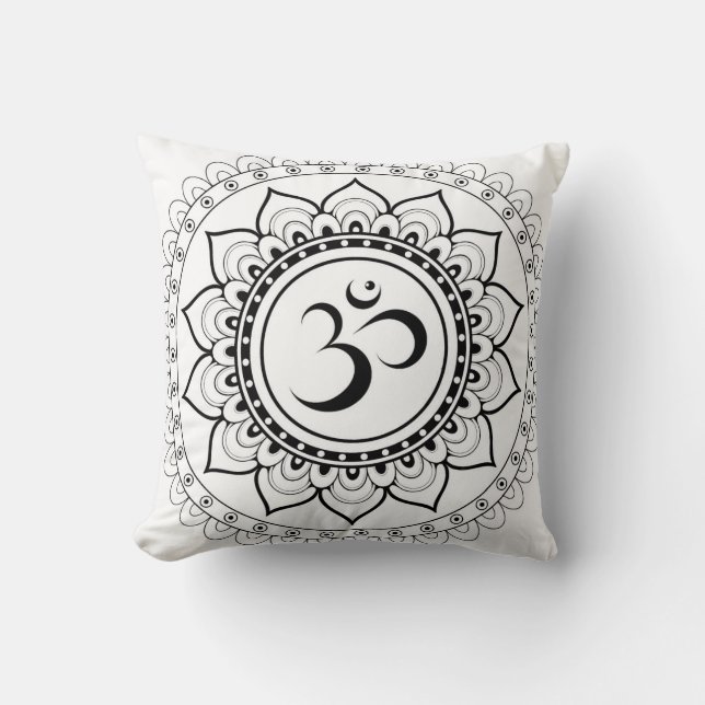 Ohm Mandala Om Mandala Vit & Svart Kudde (Framsida)
