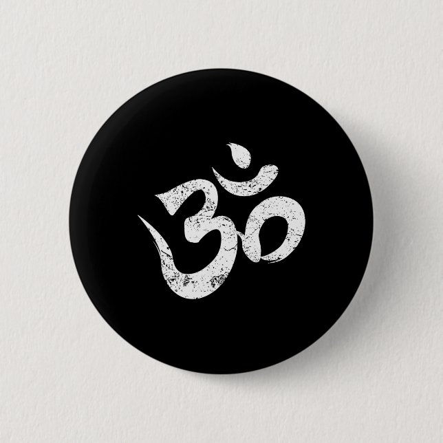 Ohm-meditationssymbol Aum andlig indisk buddhism Knapp (Framsida)