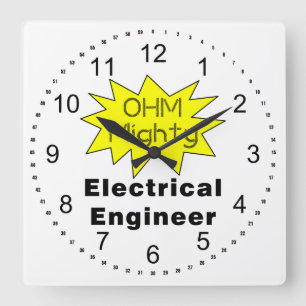 Ohm Mighty Electrical Ingenjör Fyrkantig Klocka