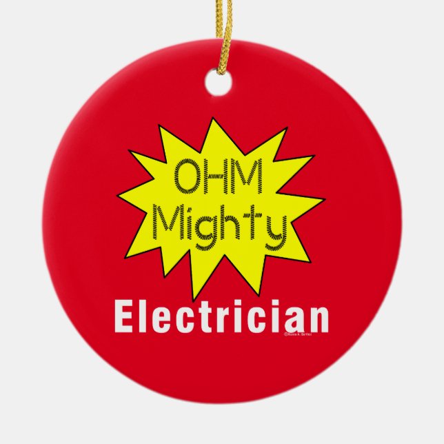 Ohm Mighty Electrician Julgransprydnad Keramik (Framsidan)