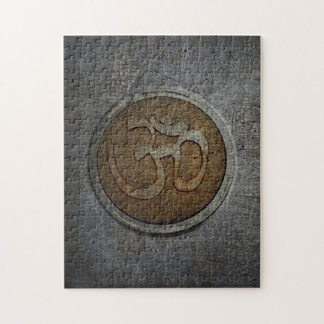 Ohm Sign Puzzle. Spiritualitet uppfyller hjärnans  Pussel (Vertikal)