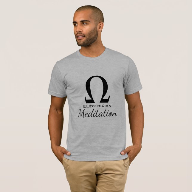 Ohm-symbolen och "Electrician Meditation" Tee (Hel framsida)