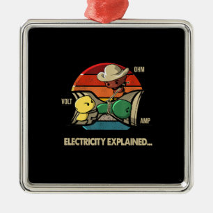 Ohm Volt Amp Electricity Förklaring Electrician Julgransprydnad Metall