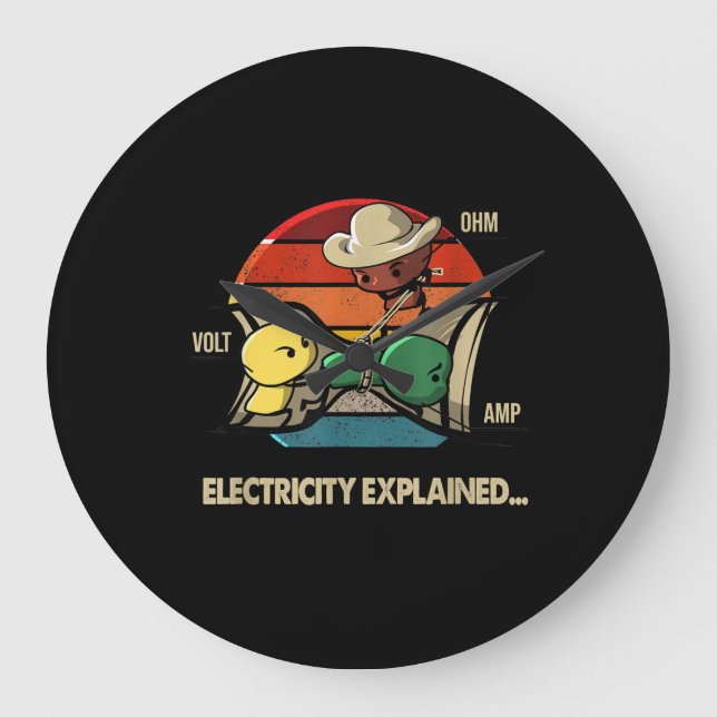 Ohm Volt Amp Electricity Förklaring Electrician Stor Klocka (Framsida)