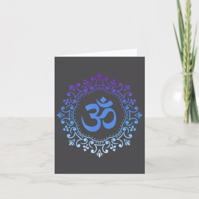 Ohm Yoga New Age Purple And Blue Mandala Sound Bat Kort (Framsida)