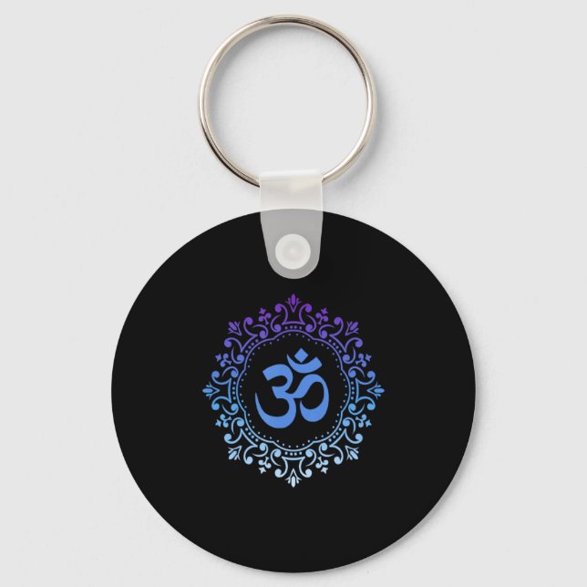 Ohm Yoga New Age Purple And Blue Mandala Sound Bat Nyckelring (Framsida)
