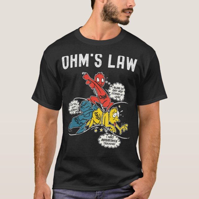 OHMS Law Electricity Explached Electricity Enginee T Shirt (Framsida)