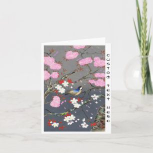 Ohno Bakufu Cherry Blommars bluebird shin hanga Kort