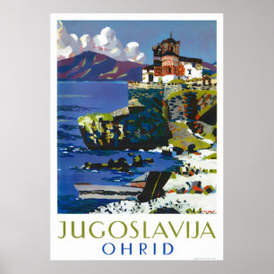 Ohrid Jugoslavien Poster Vintage resor återställd
