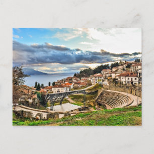 Ohrid, panoramatisk syn på Makedonien Vykort