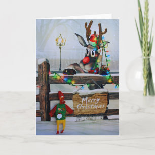 Ohyfsad julkort från Chicken och Rudolph! Helgkort