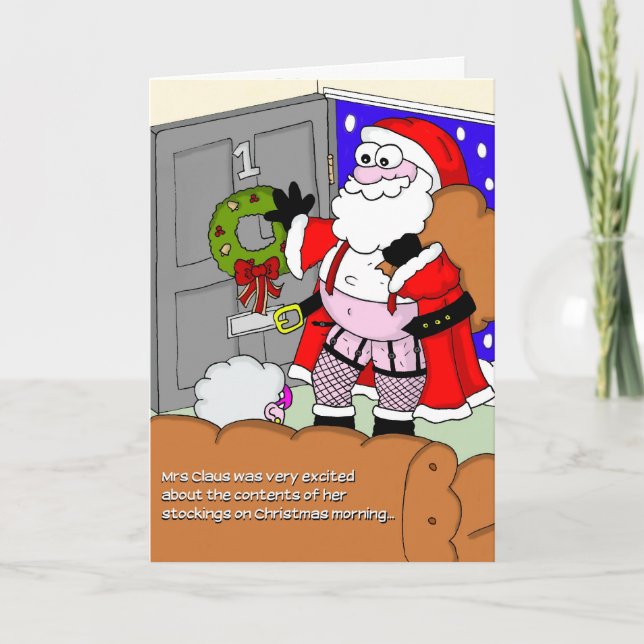 Ohyfsad julkort - Santa i strumpor Helgkort (Framsida)
