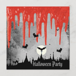 Ohyggligt blod och Fladdermöss Halloween fest Inbjudningar
