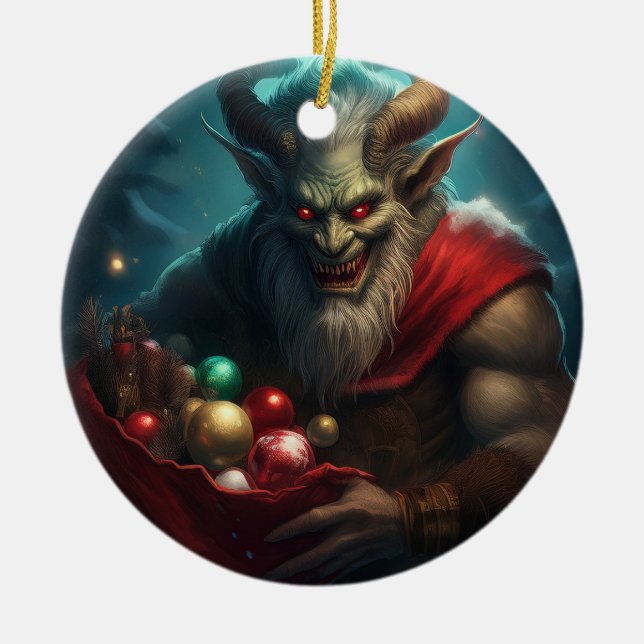 Ohyvlig Krampus  Julgransprydnad Keramik (Framsidan)