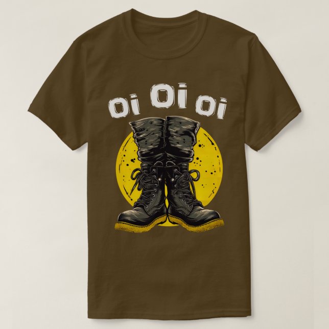 Oi Oi Oi Punk Sten Combat Boots Skinhead Music Oi T Shirt (Design framsida)