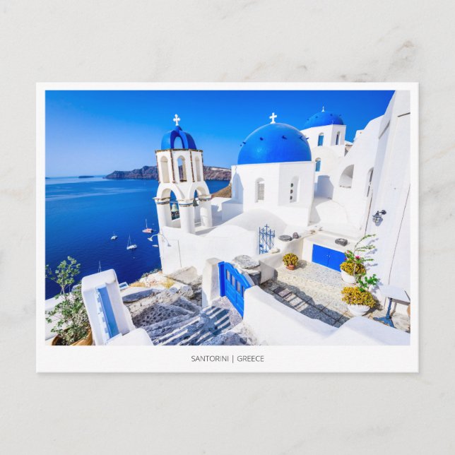 Oia Blue Church, Santorini, Grekland Helg Vykort (Framsida)