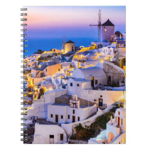 Oia Santorini Anteckningsbok Med Spiral